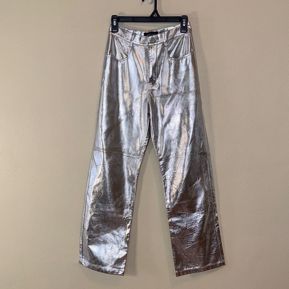 White Fox Boutique Push The Button Metallic Pants Size XS New Years Holiday - Picture 3 of 9